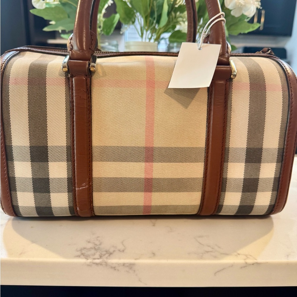 Burberry Classic Check Canvas Bag in Brown and Cream - Picture 6 of 9